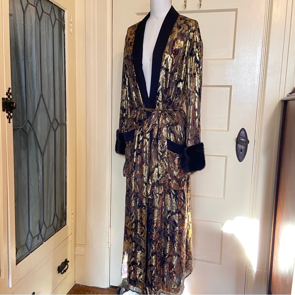 Rare ✨ Zara Lamé Faux Fur Smoking Robe - Picture 5 of 12